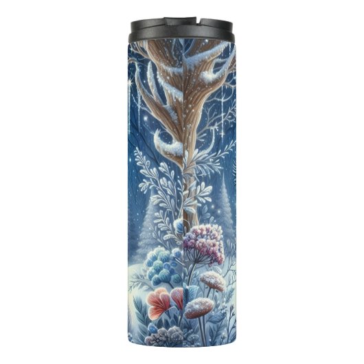 Gemütlicher Fox im Schneewald Thermosbecher (Rückseite)