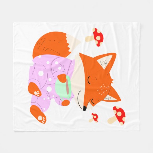 Gemütlicher Fox in Pajamas Kinder Blanket Fleecedecke (Vorderseite (Horizontal))