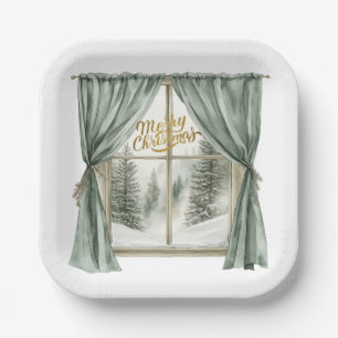 Gemütlicher Frohe Weihnachten Papier-Teller Winter Pappteller
