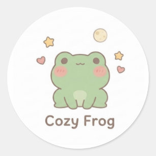 Gemütlicher Frosch-Aufkleber Süßer Kawaii-Pastel Runder Aufkleber