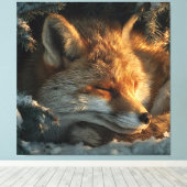 Gemütlicher Fuchs im Schnee Leinwanddruck (Insitu (Holzboden))