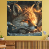Gemütlicher Fuchs im Schnee Leinwanddruck (Insitu (Wohnzimmer))
