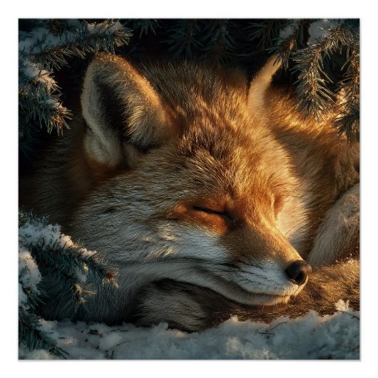 Gemütlicher Fuchs im Schnee Poster (Vorderseite)