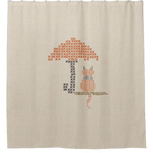 Gemütlicher Funny Cat Linen Look Duschvorhang (Vorderseite)