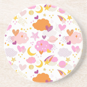 Gemütlicher Galaxie- Kosmos, Mond, Sterne und Herz Getränkeuntersetzer