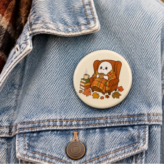 Gemütlicher Geist im Sessel Pin | Süßer Herbstkaff Button