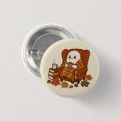 Gemütlicher Geist im Sessel Pin | Süßer Herbstkaff Button (Vorne & Hinten)