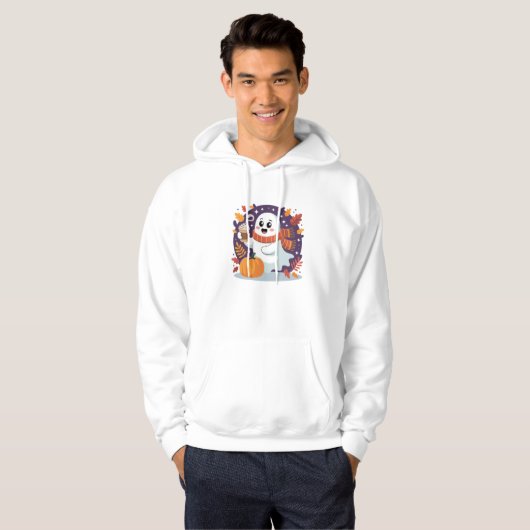 Gemütlicher Geist mit Kürbislatte – Herbst Hallowe Hoodie (Vorne ganz)