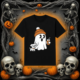 Gemütlicher Geist und Welpe   Fall Beanie & Kaffee T-Shirt