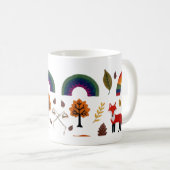 Gemütlicher gestrickter Fuchs und Herbstwald-Muste Kaffeetasse (VorderseiteRechts)