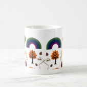 Gemütlicher gestrickter Fuchs und Herbstwald-Muste Kaffeetasse (Mittel)