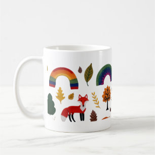 Gemütlicher gestrickter Fuchs und Herbstwald-Muste Kaffeetasse