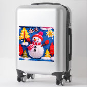 Gemütlicher gestrickter Schneemann mit roter Mütze Aufkleber (Koffer)