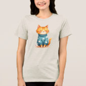Gemütlicher Ginger Katze im Cloud Sweater Tri-Blend Shirt (Vorderseite)