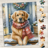 Gemütlicher Golden Retriever Welpenhund Weihnachte Puzzle