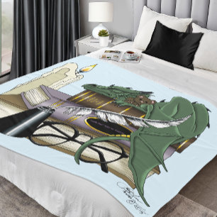 Gemütlicher Grüner Whimsical Schlafender Drache Bü Fleecedecke