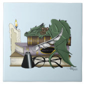 Gemütlicher Grüner Whimsical Schlafender Drache Bü Fliese (Vorderseite)