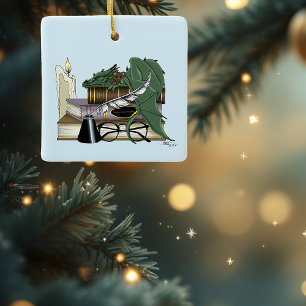 Gemütlicher Grüner Whimsical Schlafender Drache Bü Keramikornament
