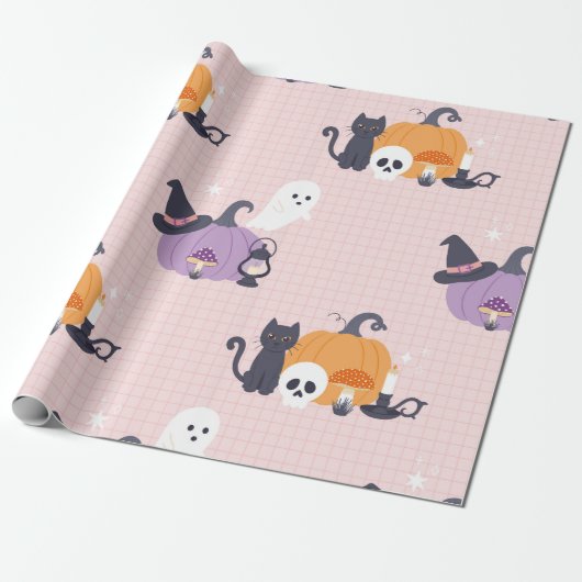 Gemütlicher Halloween Charm Geschenkpapier (Ungerollt)