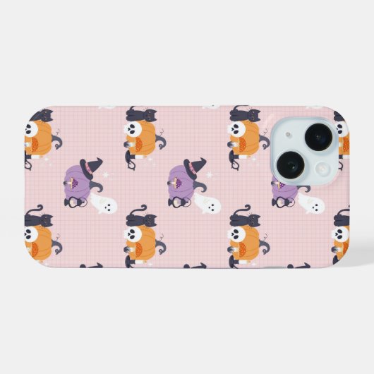 Gemütlicher Halloween Charm iPhone 15 Hülle (Rückseite (Horizontal))