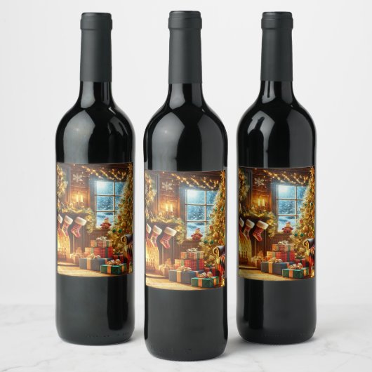 Gemütlicher Heiligabend Weinetikett (Flaschen)