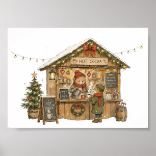 Gemütlicher Heißer Kakao-Weihnachtsmarktstand für Poster