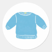 Gemütlicher Hellblauer Strickpullover-Geschenk Runder Aufkleber (Vorderseite)