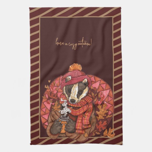 Gemütlicher Herbst Badger Art Küchentuch (Vertikal)