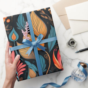 Gemütlicher Herbst florale Print Digital Folklorek Geschenkpapier