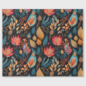 Gemütlicher Herbst florale Print Digital Folklorek Geschenkpapier (Flach)
