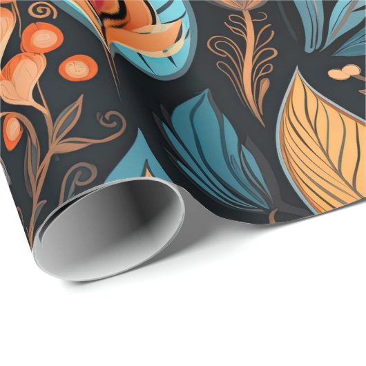 Gemütlicher Herbst florale Print Digital Folklorek Geschenkpapier (Rolleneckpunkt)