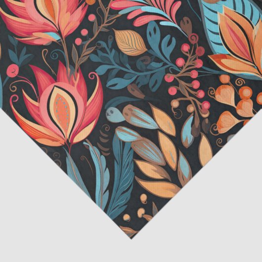 Gemütlicher Herbst florale Print Digital Folklorek Seidenpapier (Detail)