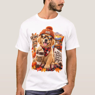 Gemütlicher Herbst Golden Retriever Pumpkin Spice T-Shirt