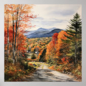 Gemütlicher Herbst in Vermont Wasserfarbenfrohe Ku Poster (Vorne)