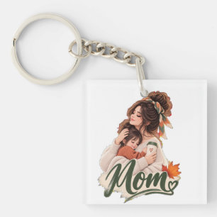 Gemütlicher Herbst Mama & Baby Kinder Herbstliebe Schlüsselanhänger