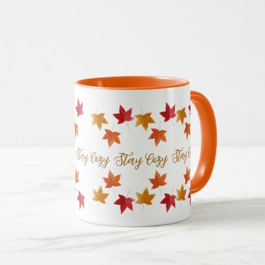 Gemütlicher Herbst & Rustikale Herbstblätter Tasse (VorderseiteRechts)