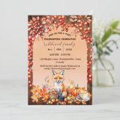 Gemütlicher Herbst und Fuchs Erntedank Einladung (Stehend Vorderseite)