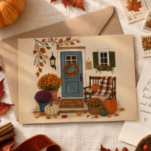 Gemütlicher Herbst-Vordach-Kürbis-Kranz-Illustrati