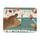 Gemütlicher Herbst-Waldbär Magnet (Horizontal)