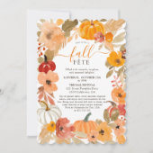 Gemütlicher Herbst Wasserfarben Pumpkin Florale Fa Einladung (Vorderseite)