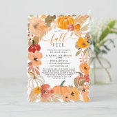 Gemütlicher Herbst Wasserfarben Pumpkin Florale Fa Einladung (Stehend Vorderseite)
