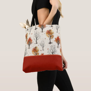 Gemütlicher Herbstbaum Botanischer Druck Farbblock Tasche
