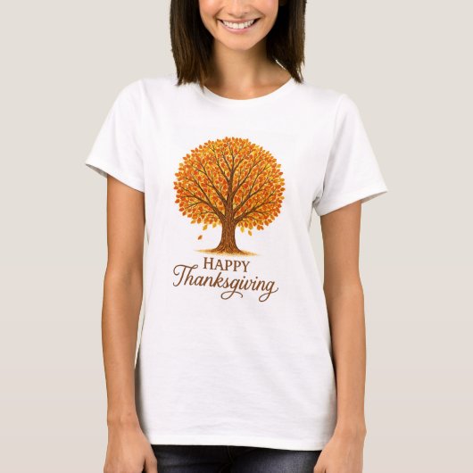 Gemütlicher Herbstbaum Frohes Erntedankfest  T-Shirt (Vorderseite)
