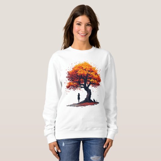 Gemütlicher Herbstbaum-Langarmshirt • Herbstbeglei Sweatshirt (Vorne ganz)