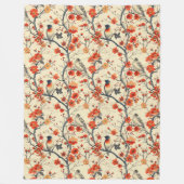 Gemütlicher Herbstblanket mit Vögeln und Blumenzau Fleecedecke (Vorderseite)