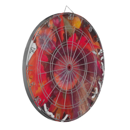 Gemütlicher Herbstgarten - Herbstdekor und Geschen Dartscheibe (Vorderseite Links)