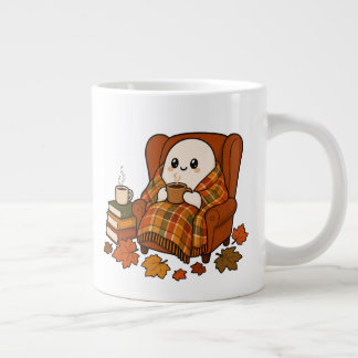 Gemütlicher Herbstgeist mit Kaffee | Kawaii Herbst Jumbo-Tasse