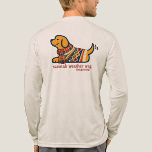 Gemütlicher Herbsthund in Herbstblättern Langarmsh Tri-Blend Shirt