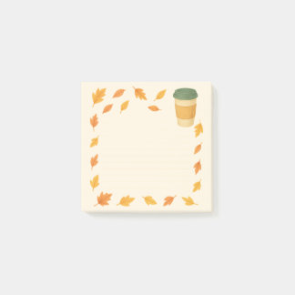 Gemütlicher Herbstkaffee - Fallende Blätter Post-it Klebezettel