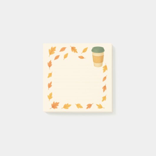 Gemütlicher Herbstkaffee - Fallende Blätter Post-it Klebezettel (Vorderseite)